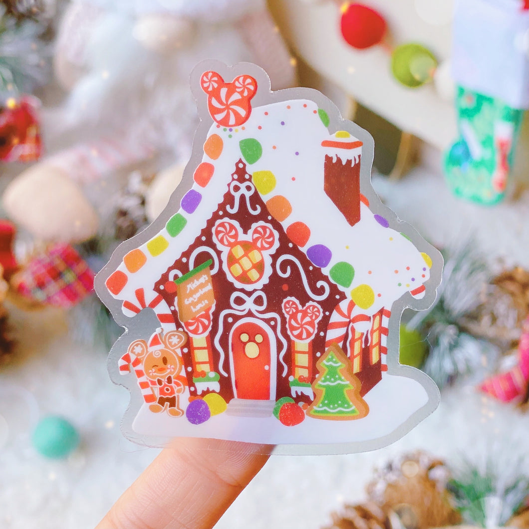 Mickey Gingerbread House Transparent Sticker