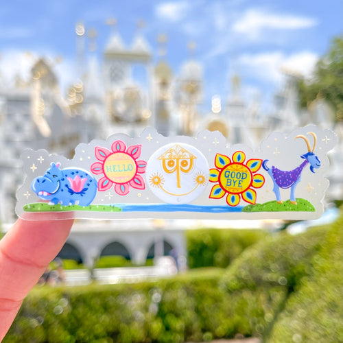 Disney World Entrance Floral Sign Transparent Sticker