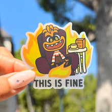 Load image into Gallery viewer, This Is Fine Anxiety Matte Holographic Sticker
