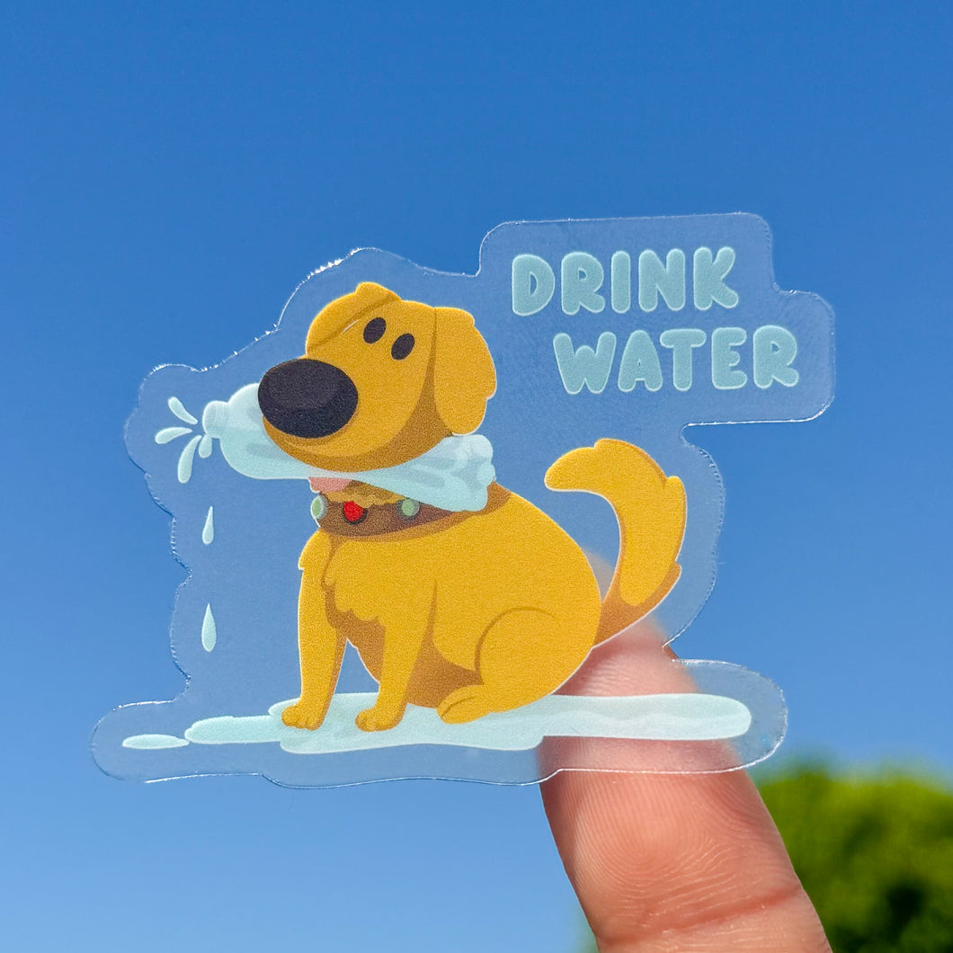 Drink Water Dug Hydration Transparent Sticker