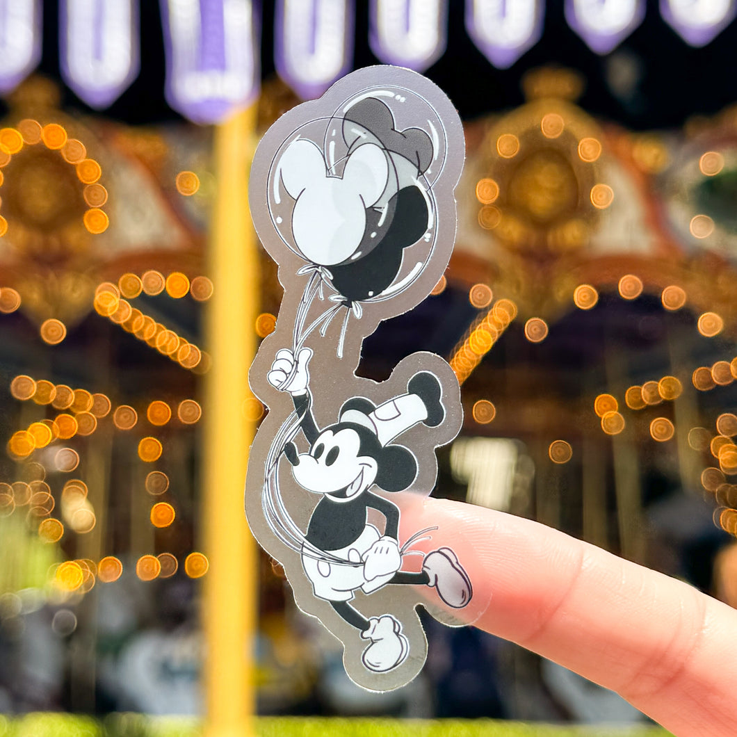 Steamboat Willie Mickey Balloon Transparent Sticker