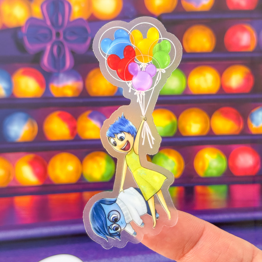 Joy & Sadness Mickey Balloon Transparent Stickers