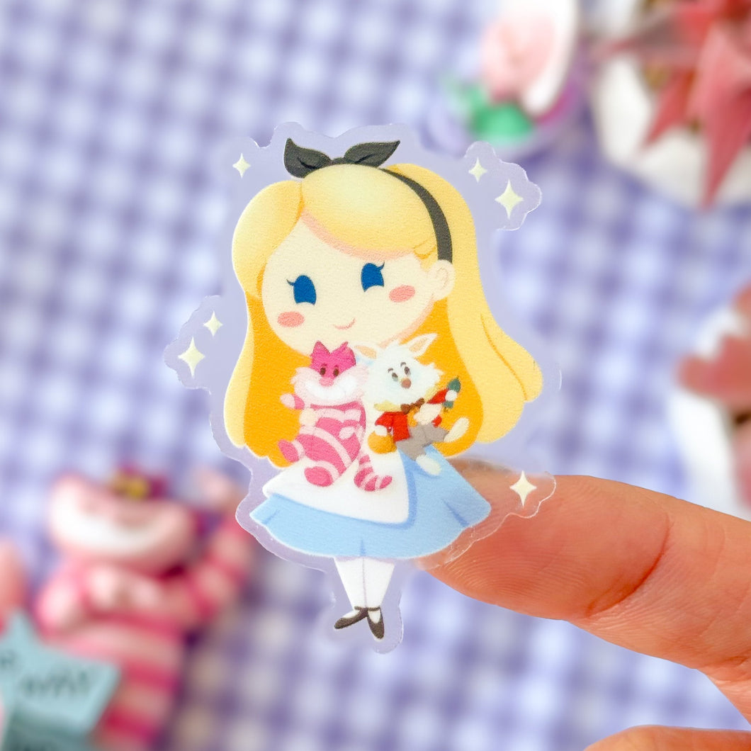 Alice & Wonderland Friends Plushie Transparent Sticker