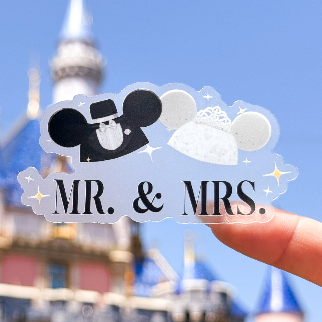 Mr. & Mrs. Mouse Hats Transparent Sticker