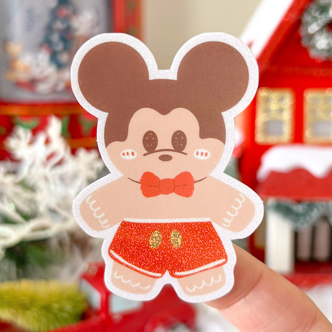 Mickey Gingerbread Glitter Sticker