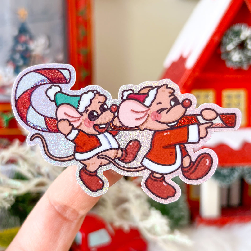 Candy Cane Sneaky Sneaks Glitter Sticker