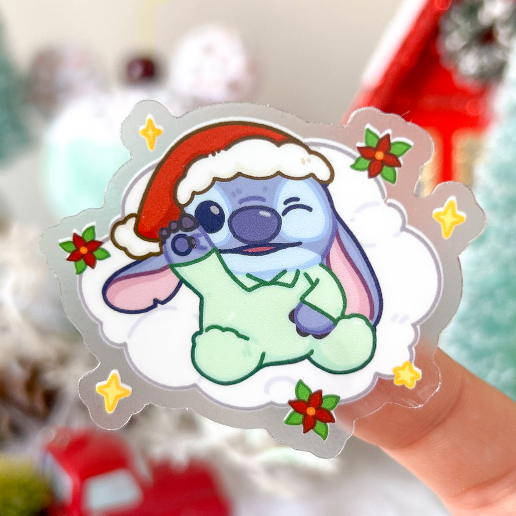 Baby Stitch In Holiday Jammies Transparent Sticker