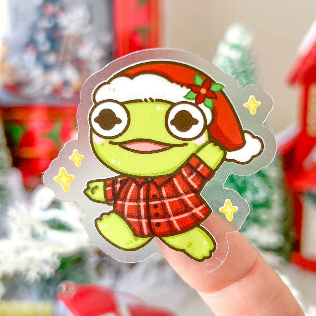 Baby Kermit In Holiday Jammies Transparent Sticker