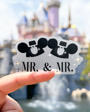 Load image into Gallery viewer, Mr. &amp; Mr. Mouse Hats Transparent Sticker
