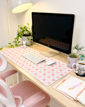 Load image into Gallery viewer, Pink Lemonade Checkered Mouse Desk Mat
