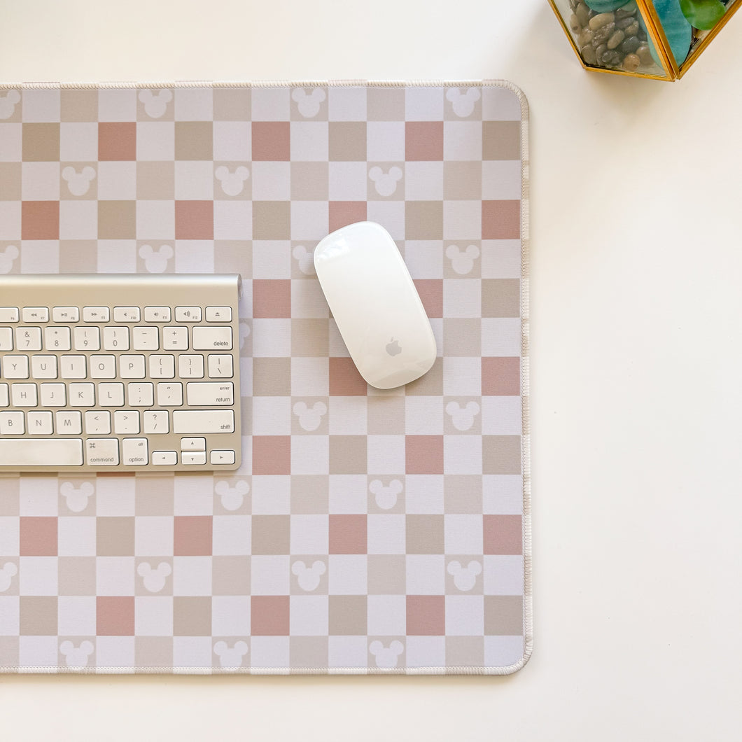 Latte Checkered Mouse Desk Mat