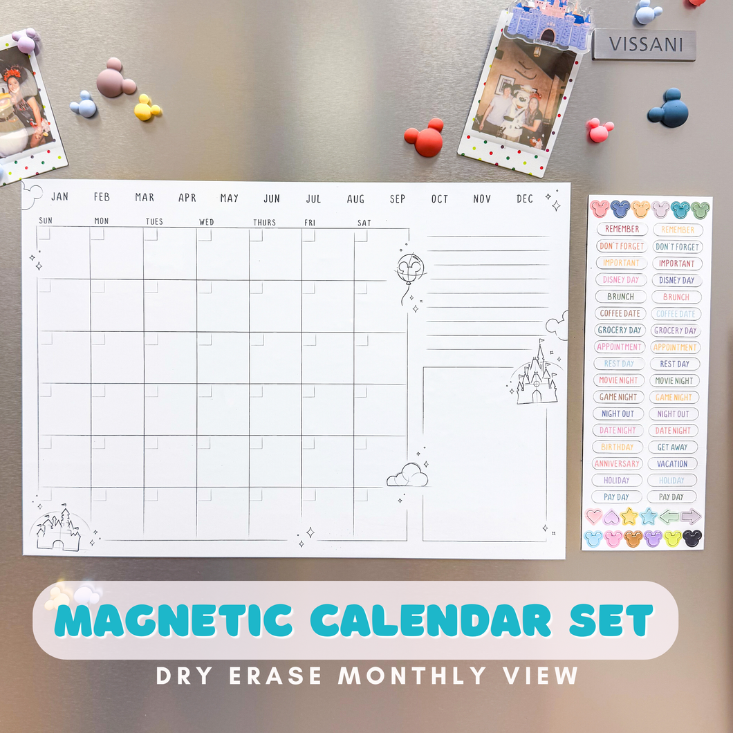 Magnetic Monthly Dry Erase Calendar Set