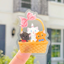 Load image into Gallery viewer, Basket of Aristocat Kittens Transparent  Sticker
